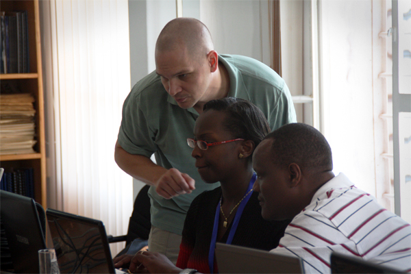Carl Leitner with developers in Rwanda