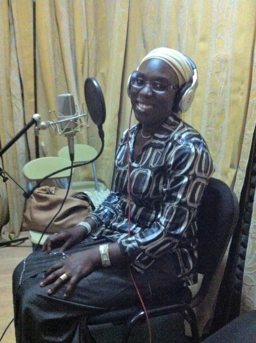 Khadidiatou Mbengue recording the content for IVR training