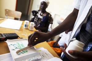 health professional preparing medication