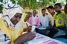 Children at a vaccination campaign