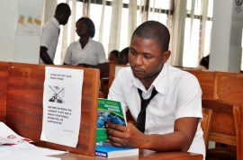 © Photo by Carol Bales courtesy of IntraHealth International. Male nursing student at the Kintampo College of Health in Kintampo, Ghana, March 2014.